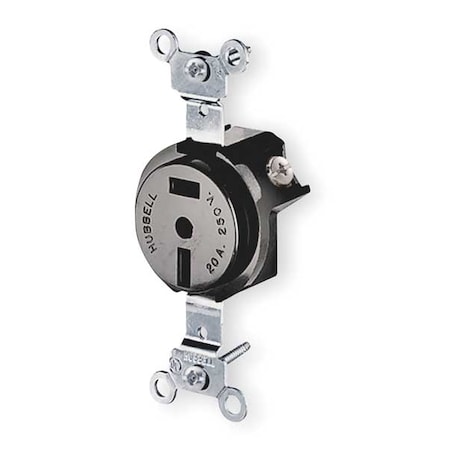 Hubbell Wiring Device-Kellems Straight Blade Receptacle, 2-20R, 20 A, 250V AC, 2 Pole, 2 Wire, Flush Mount, Non-Grounded HBL5552B