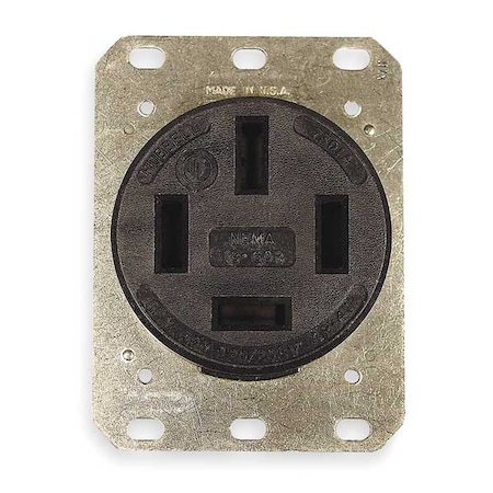 Hubbell Wiring Device-Kellems Straight Blade Receptacle, 18-60R, 60 A, 120/208V AC, 4 Pole, 4 Wire, Flush Mount, Non-Grounded HBL7301A