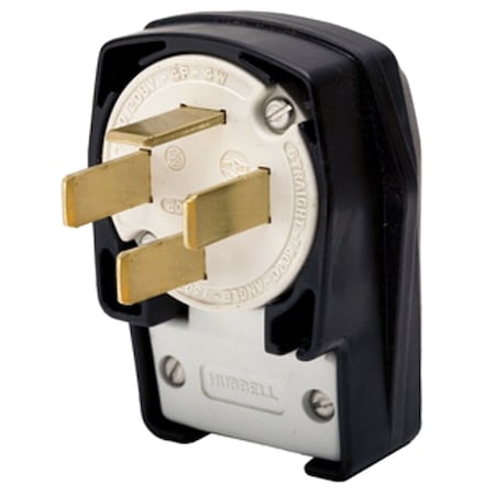 Hubbell Wiring Device-Kellems Straight Blade Plug, 18-60P, 60 A, 120/208V AC, 4 Pole, Screw Terminals, Non-Grounded HBL7302C