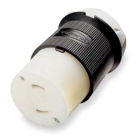 Hubbell Wiring Device-Kellems Locking Connector, L1-15R, 15 A, 125V AC, Single Phase, 2 Pole, Screw Terminals, Black, White HBL7506C