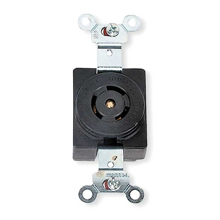 Hubbell Wiring Device-Kellems Locking Receptacle, Non-NEMA, 10/15 A, 125/250V AC, Single Phase, 3 Pole, Flush Mount, Black HBL7582