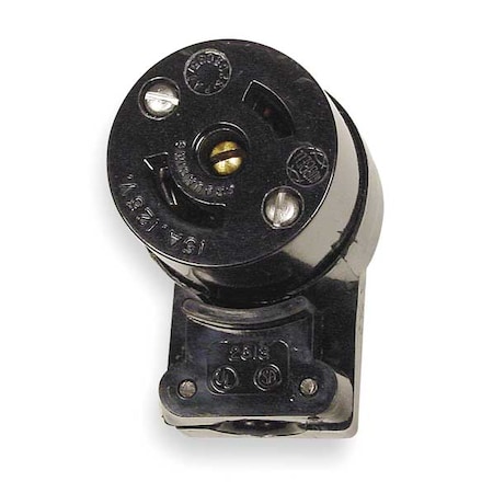 Hubbell Wiring Device-Kellems Midget Locking Connector, ML2-15R, 15 A, 125V AC, Single Phase, 2 Pole, Screw Terminals, Black HBL7571