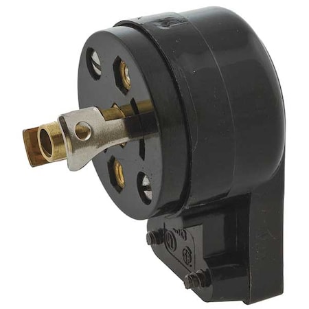 Hubbell Wiring Device-Kellems Midget Locking Plug, ML2-15P, 15 A, 125V AC, Single Phase, 2 Pole, Screw Terminals, Black HBL7570