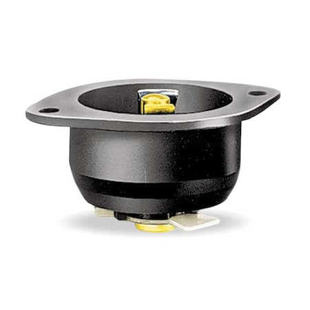 Hubbell Wiring Device-Kellems Midget Flanged Locking Inlet, 15 A, 125V AC, Single Phase, 2 Pole, Screw Terminals, Black HBL7595N