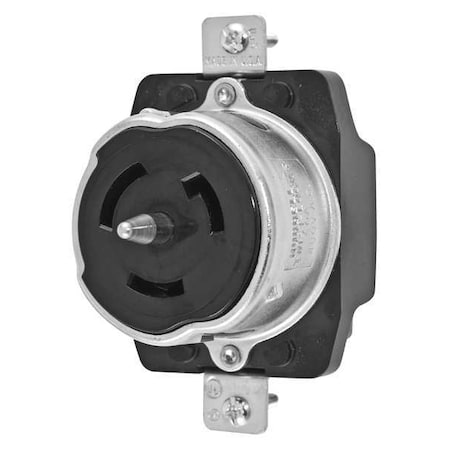 Hubbell Wiring Device-Kellems Locking Receptacle, Non-NEMA, 50 A, 480V AC, Single Phase, 2 Pole, Flush Mount, Screw Terminals CS8469