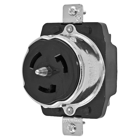 Hubbell Wiring Device-Kellems Locking Receptacle, Non-NEMA, 50 A, 250V AC, Three Phase, 3 Pole, Flush Mount, Screw Terminals CS8369