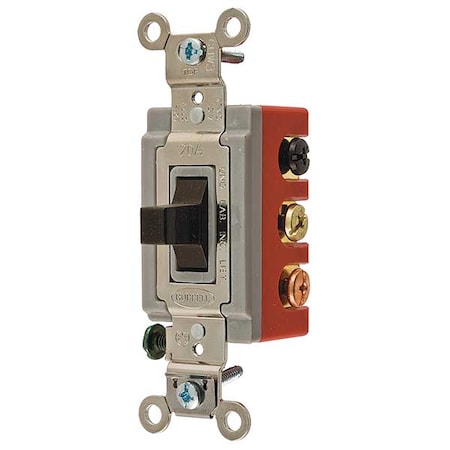 Hubbell Wiring Device-Kellems Wall Swtch, 2-Pole, 120/277V, 20A, Brn, Toggl HBL1386