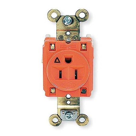 Hubbell Wiring Device-Kellems Straight Blade Receptacle, 5-15R, 15 A, 125V AC, 2 Pole, 3 Wire, Flush Mount, Isolated Ground IG5261