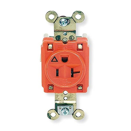 Hubbell Wiring Device-Kellems Straight Blade Receptacle, 5-20R, 20 A, 125V AC, 2 Pole, 3 Wire, Flush Mount, Isolated Ground IG5361