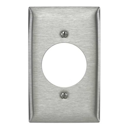 Hubbell Wiring Device-Kellems Single Receptacle Wall Plates, Number of Gangs: 1 Stainless Steel, Brushed Finish, Silver SS725