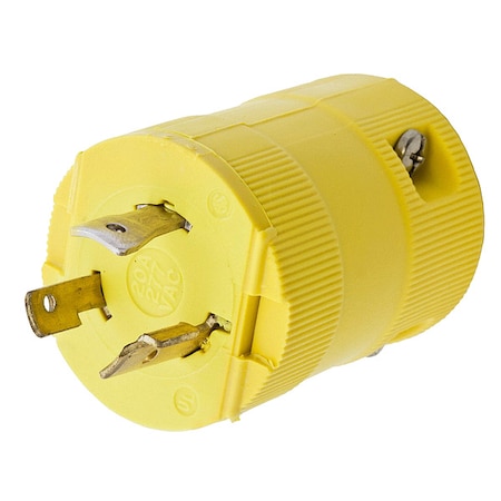 Hubbell Wiring Device-Kellems Locking Plug, L7-20P, 20 A, 277V AC, Single Phase, 2 Pole, Screw Terminals, Yellow HBL2331VY