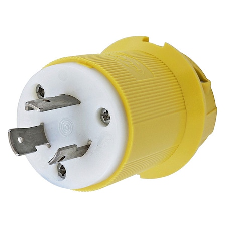 Hubbell Wiring Device-Kellems Locking Plug, L6-20P, 20 A, 250V AC, Single Phase, 2 Pole, Screw Terminals, Yellow HBL23CM21
