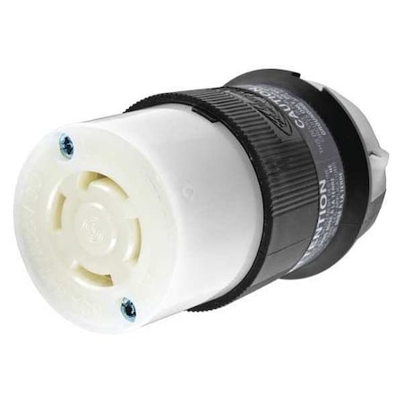 Hubbell Wiring Device-Kellems Locking Connector, L20-30R, 30 A, 347/600V AC, Three Phase, 4 Pole, Screw Terminals, Black, White HBL2773