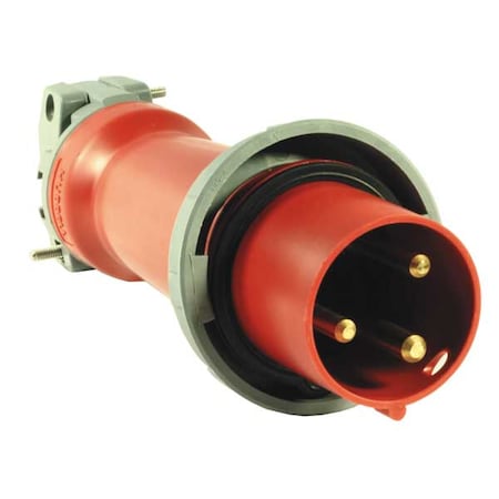 Hubbell Wiring Device-Kellems Pin & Sleeve Plug, 100 A, 480V AC, Single Phase, 2 Pole, IEC Grounding, Red, NEMA Not Rated HBL3100P7W