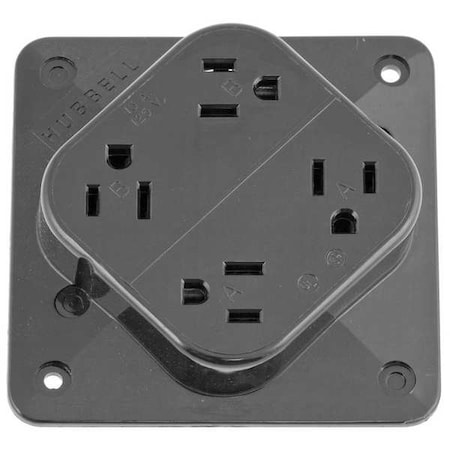 Hubbell Wiring Device-Kellems Straight Blade Receptacle, 5-15R, 15 A, 125V AC, 2 Pole, 3 Wire, Surface Mount, Grounded HBL415GY
