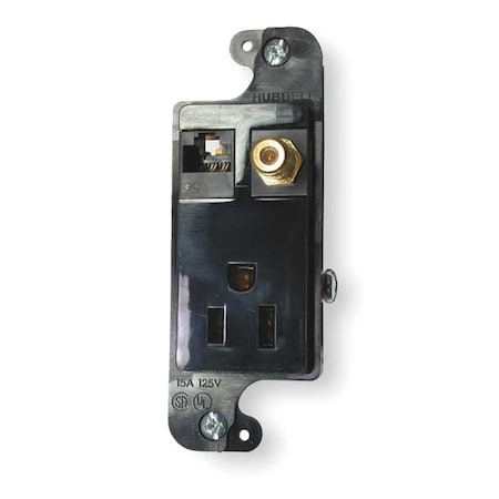 Hubbell Wiring Device-Kellems Receptacle, Voice/Data, 5-15R, 125V RJ650BKTR
