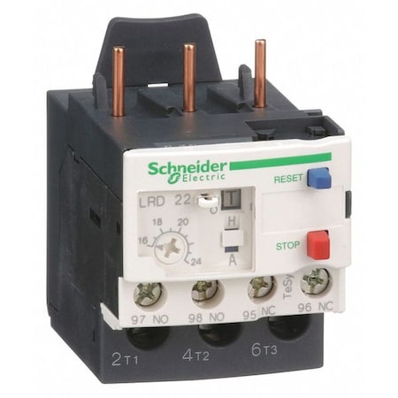 Schneider Electric Overload Relay, 1NC/1NO, 16 A Min current, 24 A Max current, 690V AC LRD22