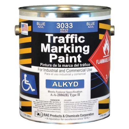 Rae Traffic Zone Marking Paint, 1 gal., Handicap Blue, Alkyd Solvent -Based 3033-01