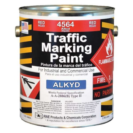 Rae Traffic Zone Marking Paint, 1 gal., Bright Red, Alkyd Solvent -Based 4564-01
