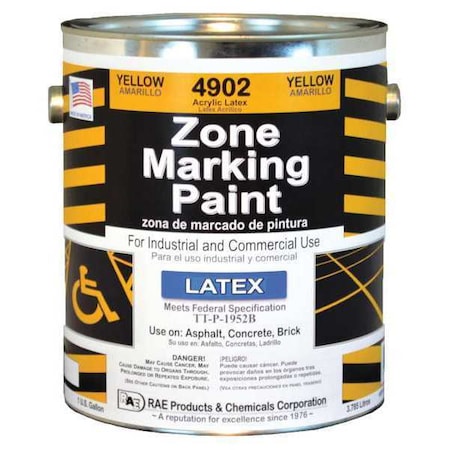 RAE Traffic Zone Marking Paint, 1 gal., Yellow, Latex Acrylic -Based 4902-01