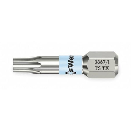 Wera Torsion Bit, SAE, 1/4", Hex, T10, 1", SS 05071032001