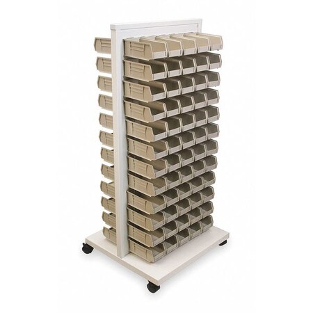 Akro-Mils 16 ga. Steel Mobile Louvered Floor Rack, 24-5/8" W x 23" D x 52" H, White 30553210S