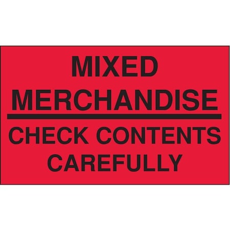 Tapecase 3" x 5" Adhesive Back Shipping Labels, Mixed Merch., Check Contents, Pk500 16U891