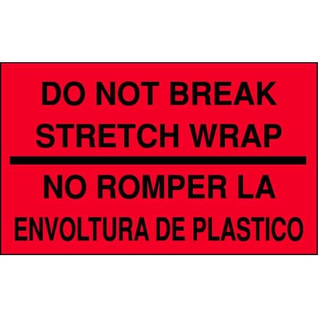 Tapecase 3" x 5" Adhesive Back Bilingual Shipping Labels, Do Not Break Stretch Wrap/No Romper La Envoltura De Plastica, Pk500 16U894