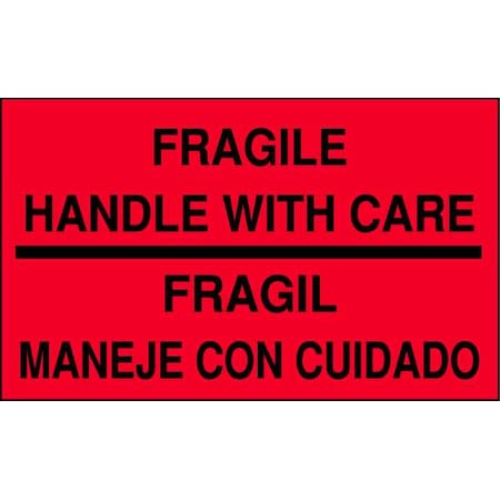 Tapecase 3" x 5" Adhesive Back Bilingual Shipping Labels, Fragile Handle with Care/Fragil Manege Con Cuidado, Pk500 16U897