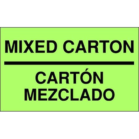 Tapecase 3" x 5" Adhesive Back Bilingual Shipping Labels, Mixed Carton/Carton Mezclado, Pk500 16U898