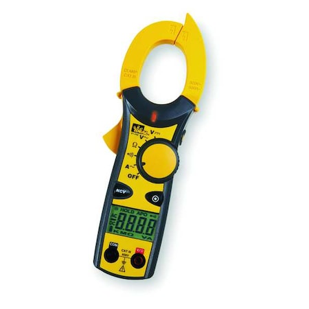 Ideal Clamp Meter, LCD, 600 A, 1.5 in (38 mm) Jaw Capacity, CAT III 600V Safety Rating 61-744