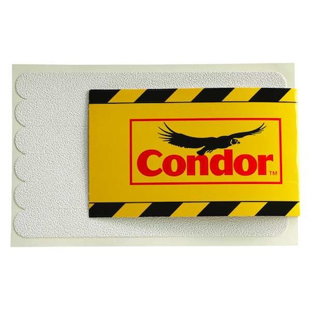 Condor Anti-Slip Tread vinyl Proprietary Grit Size, White, 3/4" W x 7-1/2" L, 27 mil Thick GRAN1378