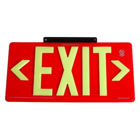 Zoro Select Exit Sign, Plastic, 15-7/8" W, 8-5/8" H, Exit (Double Arrows), Red GRAN1382