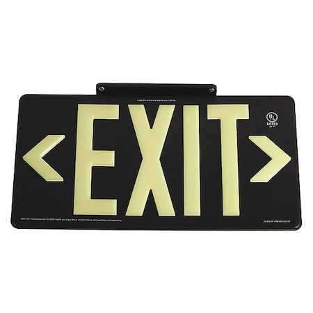 Zoro Select Exit Sign, Plastic, 15-7/8" W, 8-5/8" H, Exit (Double Arrows), Black GRAN1387