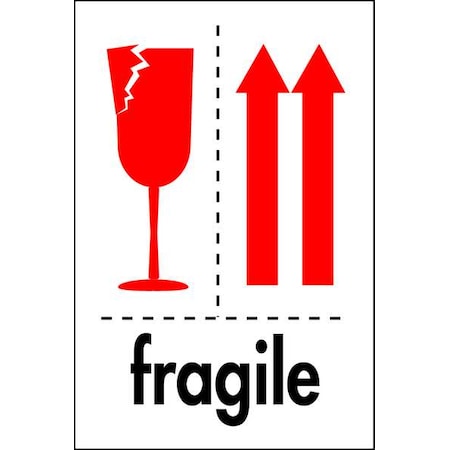 Tapecase Fragile Shipping Labels 6x4", White, Pk500 16U905