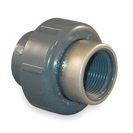 ZORO SELECT PVC, Stainless Steel Union, Socket x FNPT, 1-1/4 in Pipe Size 8059-012SR