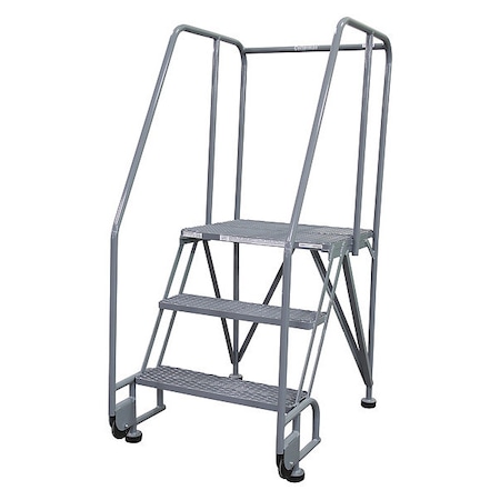 Cotterman 60 in H Steel Tilt and Roll Ladder, 3 Steps, 350 lb Load Capacity 3STR26A3E20B8C1P6