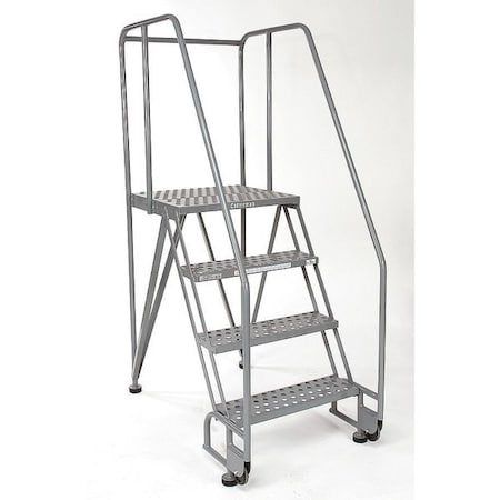 Cotterman 70 in H Steel Tilt and Roll Ladder, 4 Steps, 350 lb Load Capacity 4STR26A1E20B8C1P6