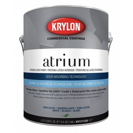 Krylon Interior Paint, Semi-gloss, White, 1 gal. K01317250-16