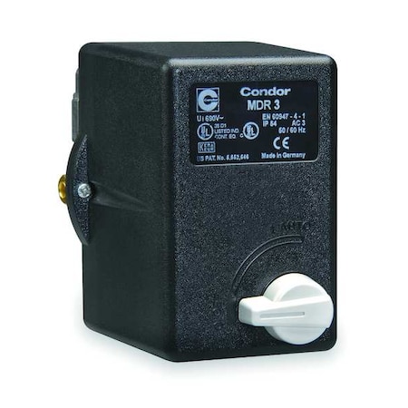 Condor Usa Pressure Switch, Standard, 3PST, 1 Ports, 3/8" NPT, 45 to 160 psi Range 31QE3EXX
