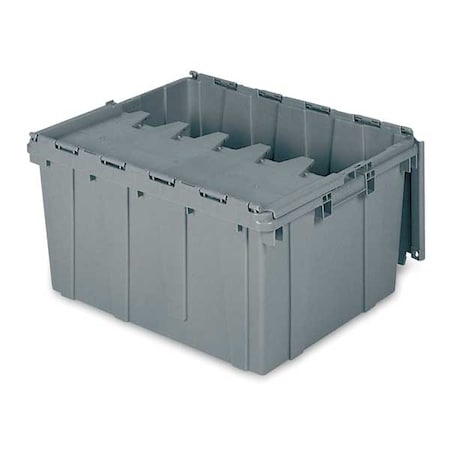 Buckhorn Attached Lid Container, 17 gal Volume Cap., 24 in L, 19 1/2 in W, 12 1/2 in H, Plastic, Steel Hinge 39175