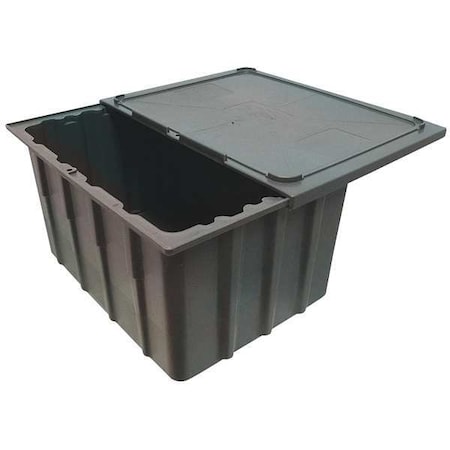 Cortech Stack & Nest Storage Container, 11.2 gal, 23 in L x 17-1/2 in W x 8-1/2 in H, Gray, Polypropylene 3825