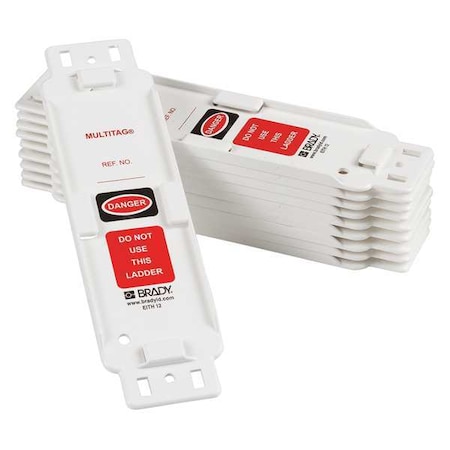 Brady Laddertag(TM) Holder, Plastic, 2 1/4 in W x 8 1/4 in H, 10 PK LAD-EITH12