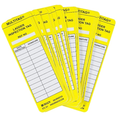 Brady Tag, Laddertag(TM) Insert, Polyester, 6 1/2 in H x 2 in W, Black, Yellow on White, Rectangle LAD-EITL521