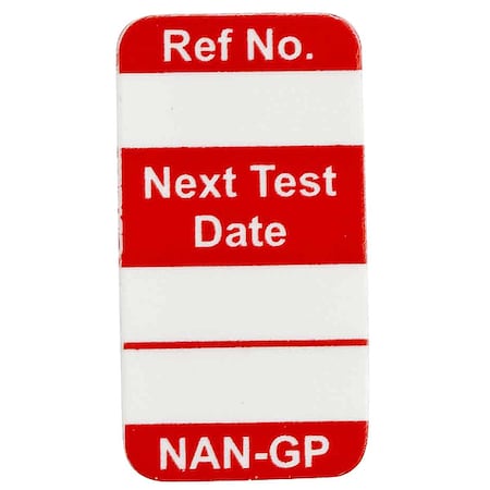 Brady Tag, Nanotag Insert, Polyester, 1 5/16 in H x 45/64 in W, Red on White, Rectangle, 100 PK NAN-GP R