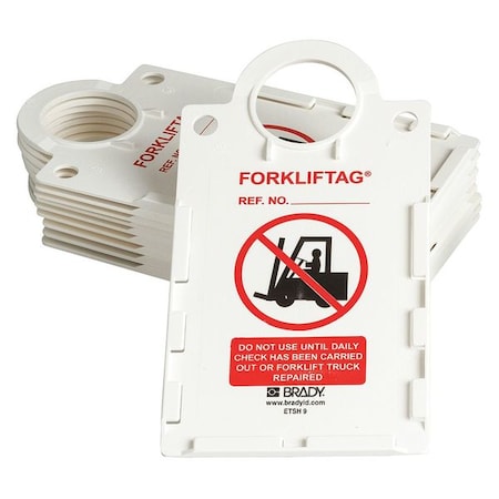Brady Forklift(TM) Tag Holder, Lockout Tagout, Plastic, 11 1/4 in H x 6 in W, Black, Red, White, 10 PK FLT-ETSH9