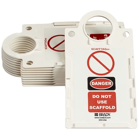 Brady Tag, Inspection, Plastic, 11 1/4 in H x 6 in W, Black, Red on White, Rectangle, 10 PK SCAF2-STHUSA