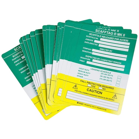 Brady Tag, Maintenance, Polyester, 7 5/8 in H x 5 3/4 in W, Black, Yellow on White, Rectangle, 100 PK SCAF-STSI751