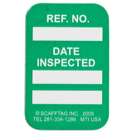 Brady Tag, Inspection, Polyester, 1 3/4 in H x 1 1/4 in W, White on Green, Rectangle, 100 PK MIC-MTIUSA G