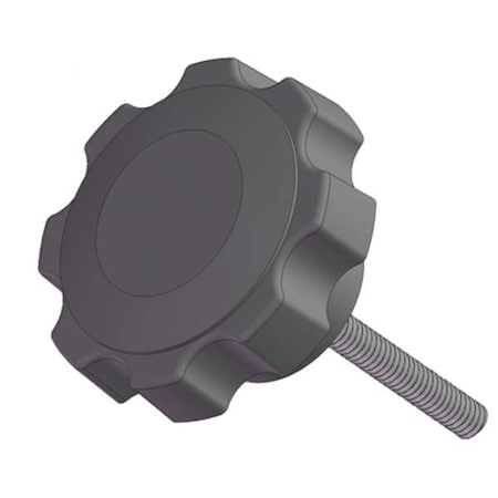 INNOVATIVE COMPONENTS Fluted Knob with Screw, 1/2-13 Thread Size, 2"L, Steel GN8C2000F6---21